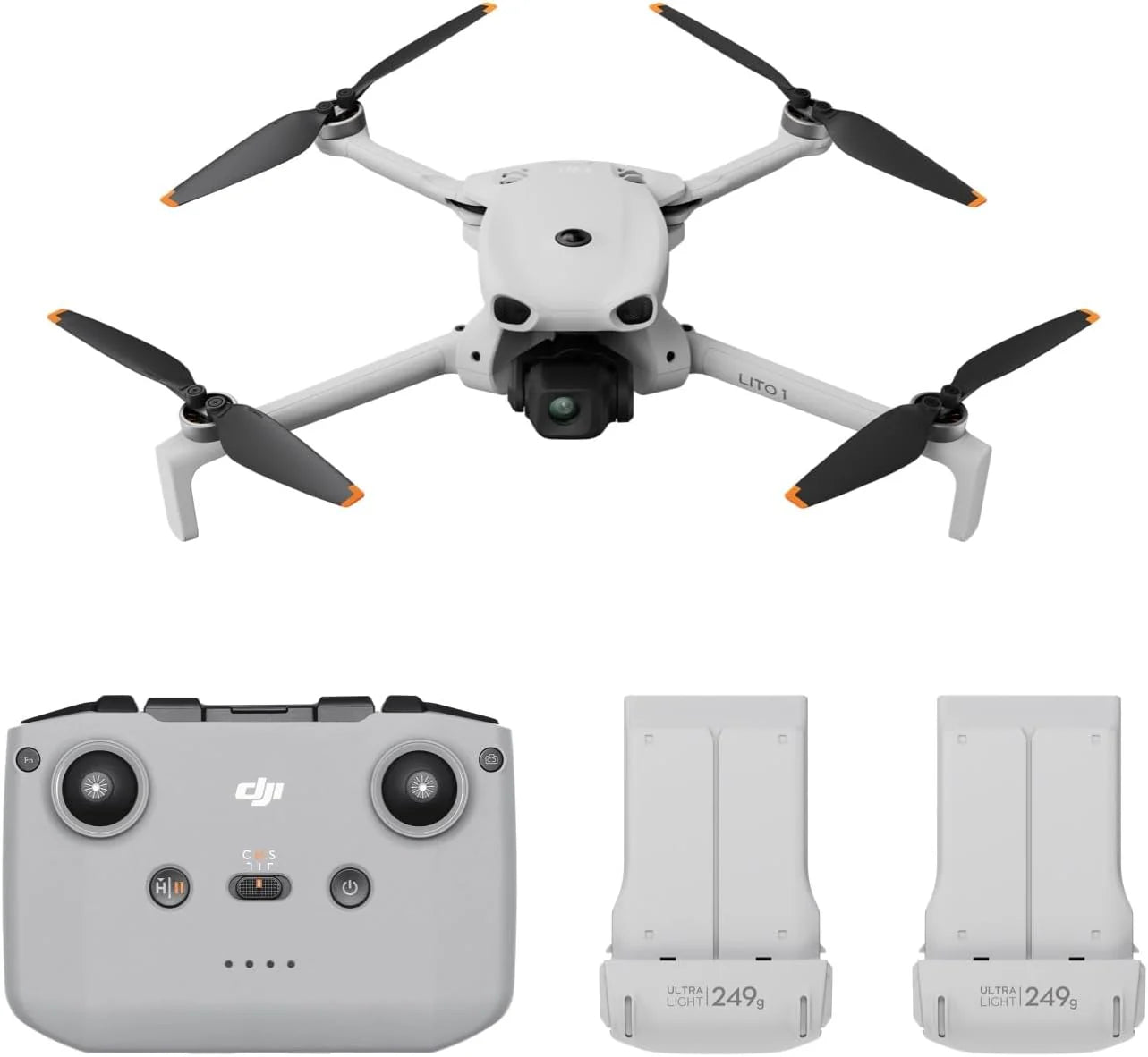 DJI Lito 1, gebruiksvriendelijke 4K-cameradrone voor beginners, obstakeldetectie, ActiveTrack, 4K-video  8K-foto’s, geschikt voor volwassenen, lichtgewicht en opvouwbaar, 15 km videotransmissie, C0(DJI Lito 1 Two-Battery Combo (DJI RC-N3))