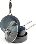 GreenPan Valencia Pro Hard Geanodiseerd Gezonde Keramische Antiaanbak Keukenapparatuur Pannenset, 16-delig PFAS-vrij, Inductie, Vaatwasserbestendig, Ovenbestendig, Grijs(Keukenapparatuur Pannenset/4-Delige Keukenapparatuur Pannenset)