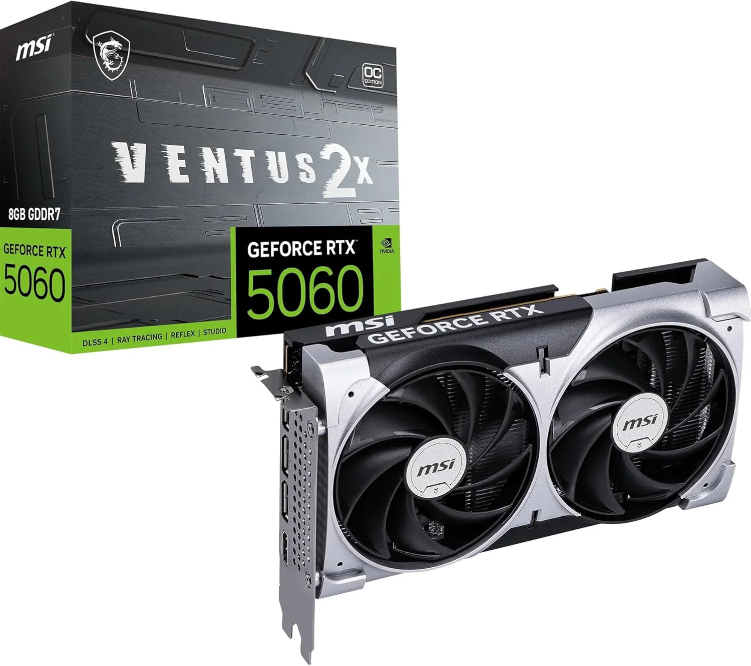 MSI GeForce RTX 5060 8G VENTUS 2X OC grafische kaart - 8 GB GDDR7 (28 Gbps/128-bit), PCIe 5.0 - HDMI 2.1b, 3 x DisplayPort 2.1b
