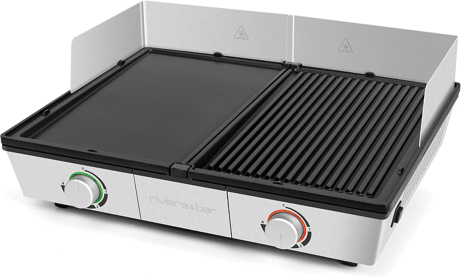 rivierabar Plancha Grill Pro – Elektrische Grillplaat en Bakplaat, Tafelgrill met 2 Zones, Anti-aanbak, 250°C