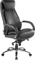 Directeursstoel Throne - zwart echt leer met wielen voor harde vloeren ergonomische bureaustoel bureaustoel draaistoel kantoor