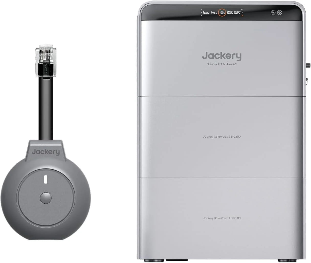 Jackery SolarVault 3 Pro Max AC thuisbatterij met 2*BP2500 (2,52kWh) en P1 meter, AC-gekoppeld voor bestaande zonnepanelen  micro-omvormer, 2500W, uitbreidbaar tot 15,12kWh