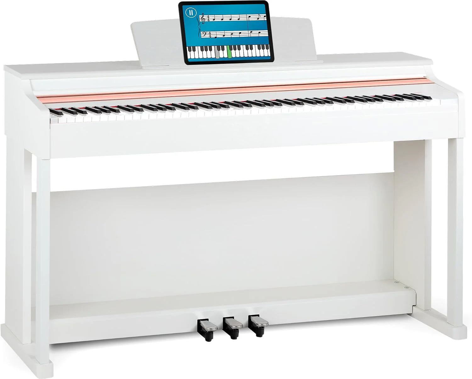 McGrey DP-19 SM Digitale piano - 88 gewogen toetsen met hamermechaniek en aanslagrespons - 8 klanken en 32 begeleidende ritmes - Duale en transponeerfunctie - Toetsenbord met 3 pedalen - Zwart mat(Wit mat)