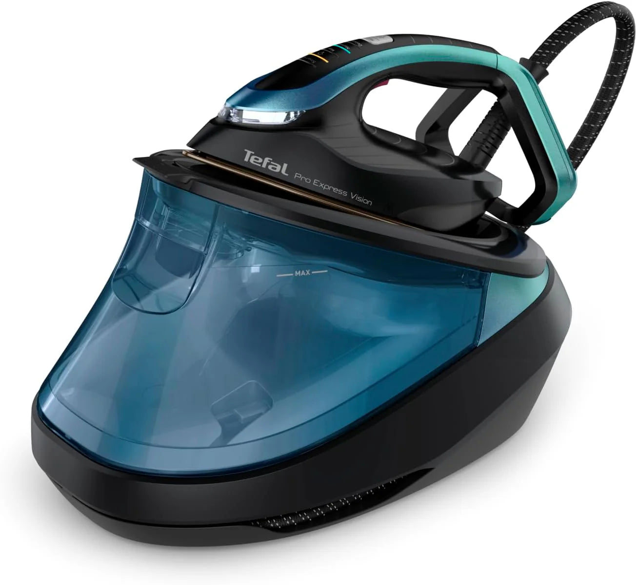 Tefal GV9822 Pro Express Vision-stoomgenerator, Smart LED-lampje op strijkijzer, krachtige stoomdruk van 9 bar, 180 g/min cont. Stoom, 800 g/min Stoomstoot, Antikalk