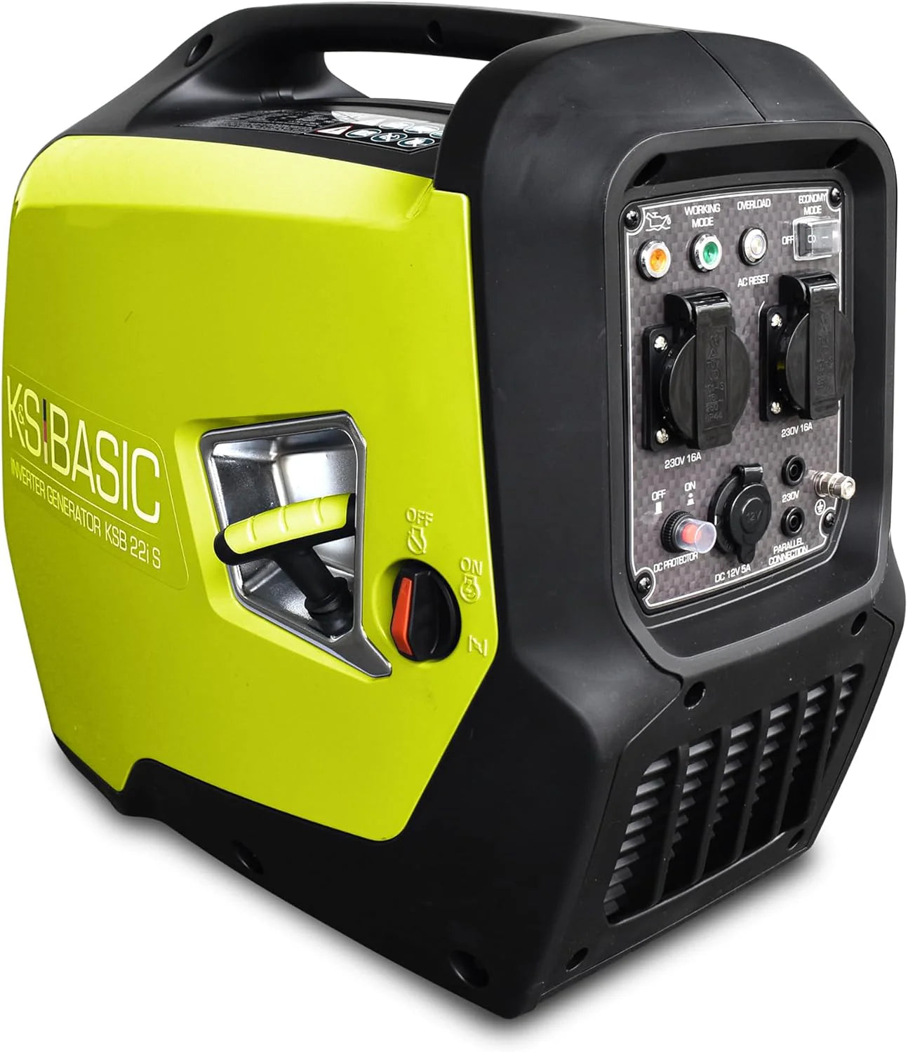 KS Basic KSB 12i S Inverter-generator, kW 1.2, inverter-generator voor vissen, kamperen, USB-uitgang, benzinegenerator(Gelb21i S)
