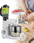 Elektrische keukenmixer met sapcentrifugefunctie, roestvrijstalen mengkom van 6 liter, behuizing met ABS-metalen rand, geschikt voor verjaardagsfeestjes, teambuildingactiviteiten (White)(Wit)