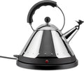 Alessi MG32 B draadloze elektrische waterkoker in gepolijst roestvrij staal met handvat en voet in PA, zwart