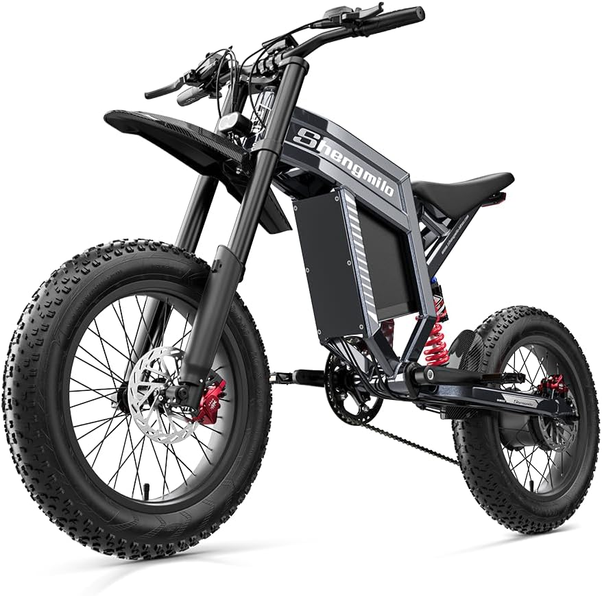 Shengmilo E Bike Elektrische Fiets 20x4.0 Fat Tire E-Mountain Bike 150NM volledige vering E-Bike 60V 30Ah Batterij 7-Speed shifting elektrische fietsen met Hydraulische olie rem aluminium frame