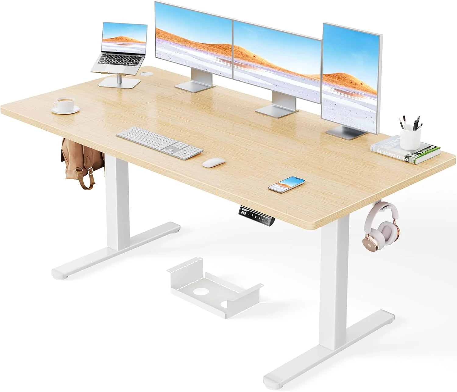 ErGear Elektrisch Zit-Sta Bureau - 160 x 80 cm - 100 kg Draagvermogen Hoogte Verstelbaar Bureau met Geavanceerde Borstelloze Motor, Stille Werking, Robuust Metalen Frame