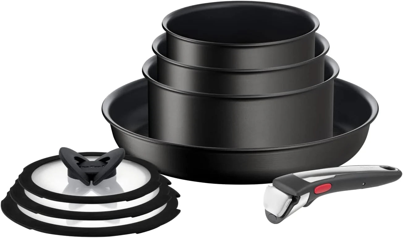Tefal L3959243 Ingenio Unlimited ON, 13-delige pannenset, ruimtebesparend, stapelbaar, afneembare handgreep, veilige coating, duurzaam, alle warmtebronnen incl. inductie(Pannenset 8-delige)