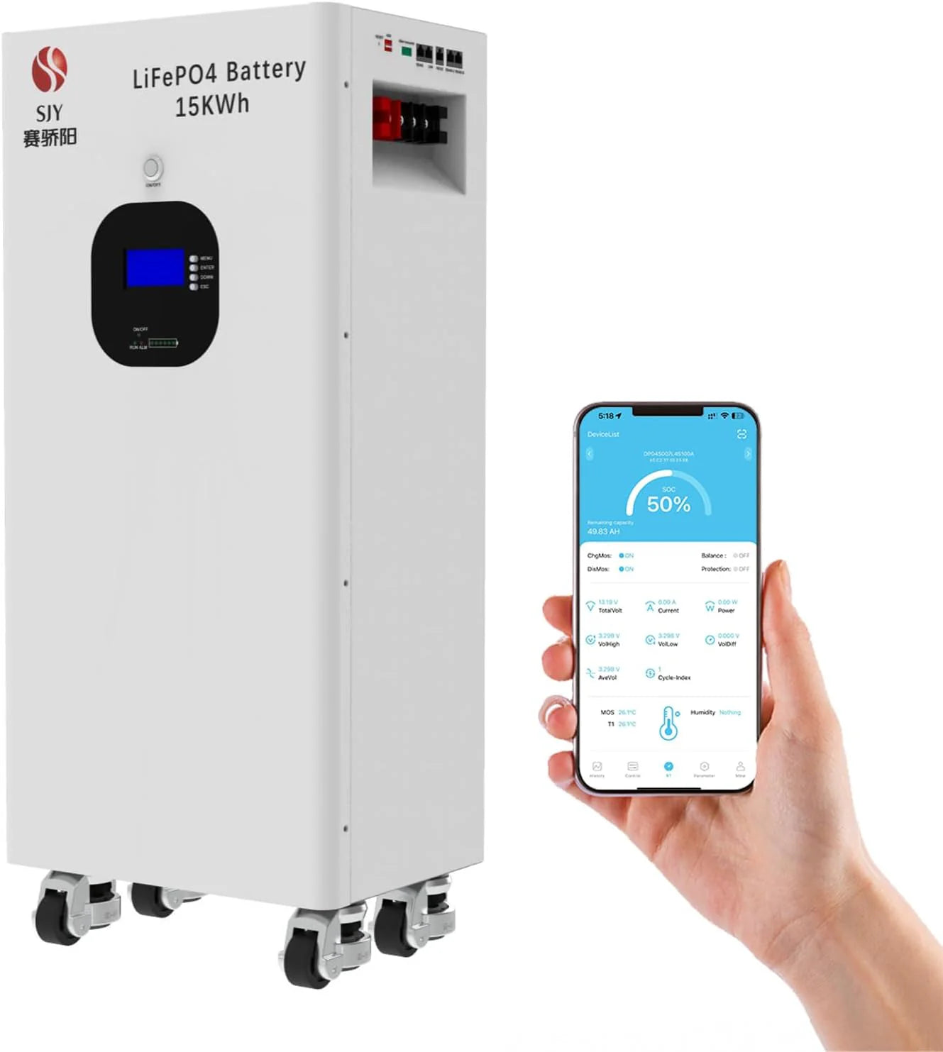 LiFePO4 16kWh 48V 314Ah 51.2 V Batterij Diepe Cycli Oplaadbare Batterij met 16S 200A BMS Lithium Batterij voor Zonnehuis, Off-Grid
