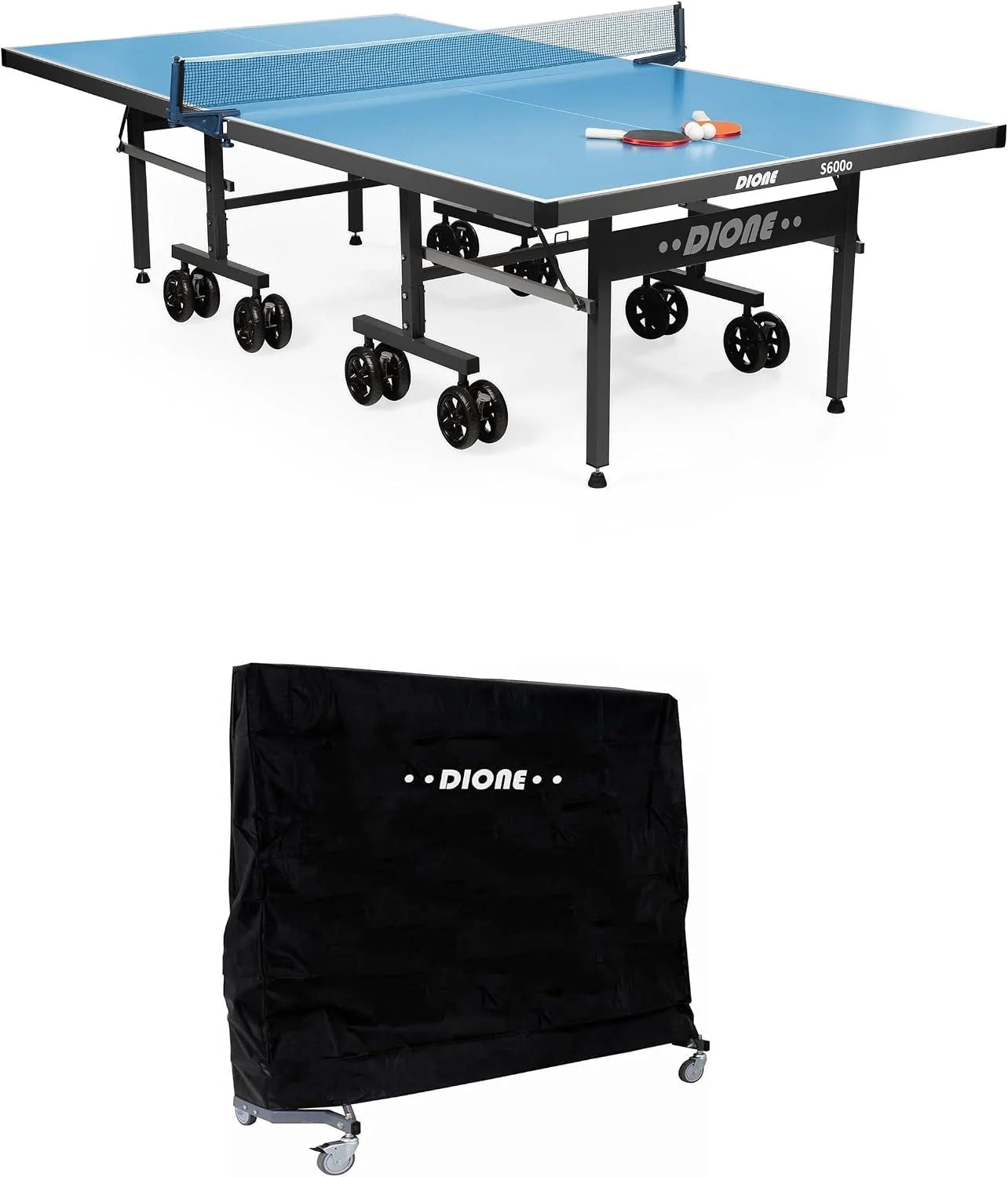 Dione Tafeltennistafel S600o Outdoor - 6mm top - tafeltennistafel blauw TT-plaat inklapbaar voor buiten - 95% voorgemonteerd