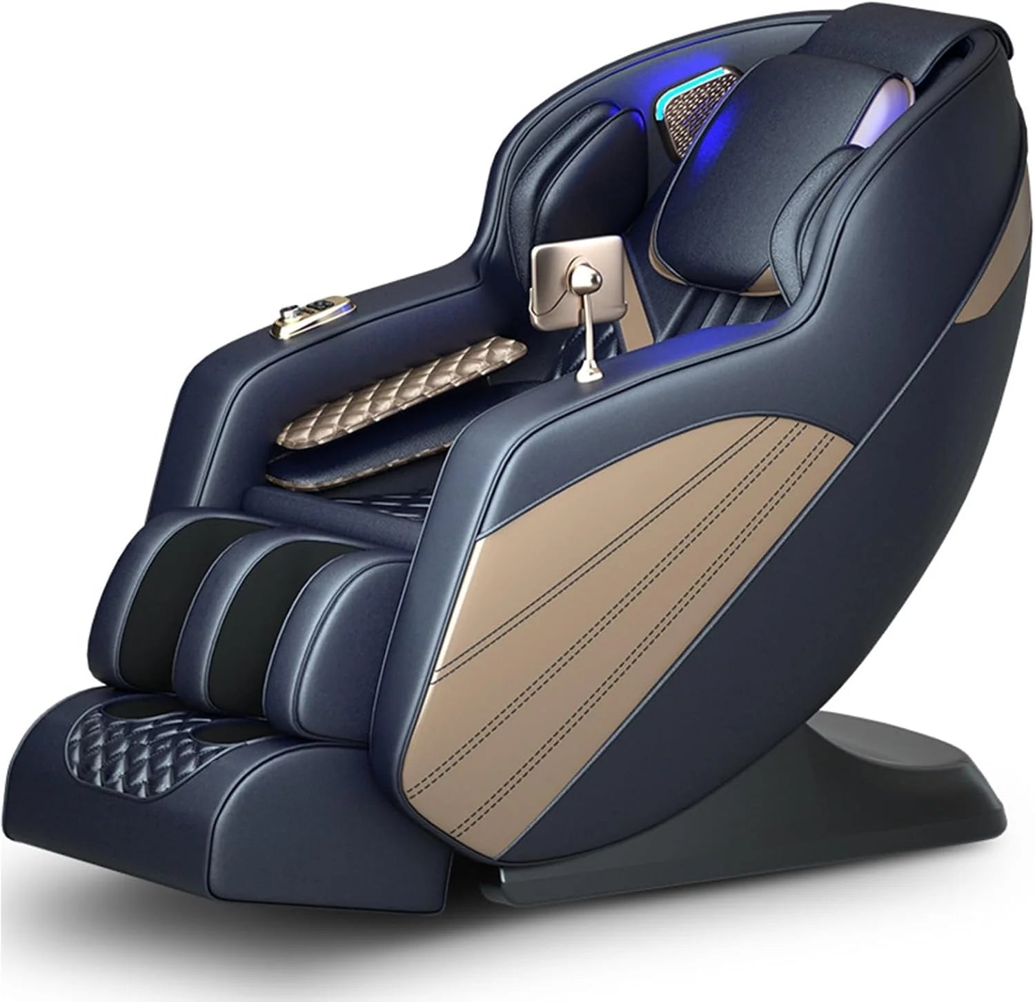 Massagestoel met Bluetooth, full-body 3D-massage en USB-oplaadbaar, voor thuis en op kantoor(Blauw)