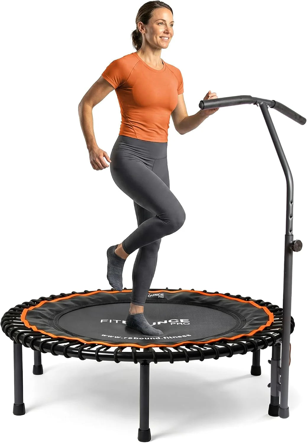 MXL FIT Bounce PRO Bungee Rebounder met T-Bar Handvat - Premium Indoor Mini Trampoline voor Volwassenen Stille Laag-Impact Bounce, Half-Opvouwbaar met Opvouwbare Stalen Poten  Draagtas - 101,6 cm